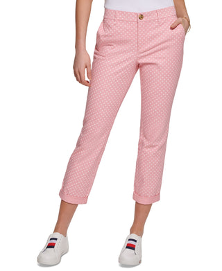 Tommy Hilfiger Women's Dot Print Chino Pants Pink