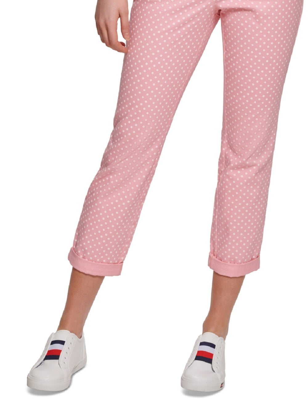 Tommy Hilfiger Women's Dot Print Chino Pants Pink Size 2