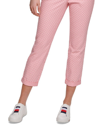 Tommy Hilfiger Women's Dot Print Chino Pants Pink Size 2