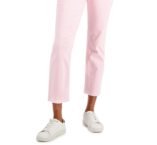 Tommy Hilfiger Women's Tribeca Th Flex Straight Leg Raw Hem Jeans Pink Size 8