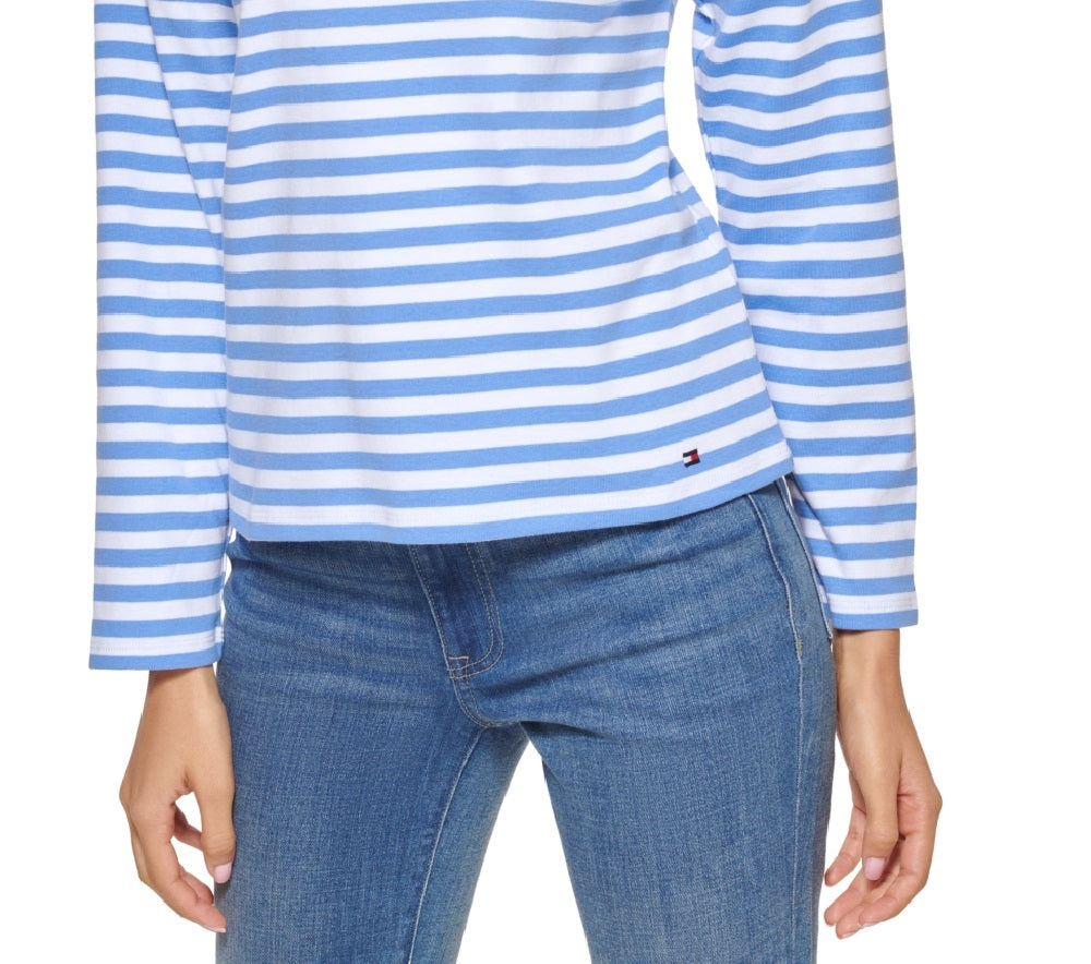Tommy Hilfiger Women's Cotton Square Neck Top Blue Size Small
