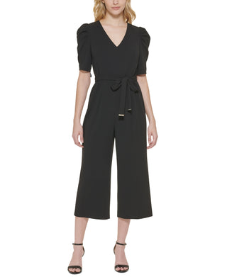 Tommy Hilfiger Women's Puffed Sleeve Jumpsuit Black Size 16