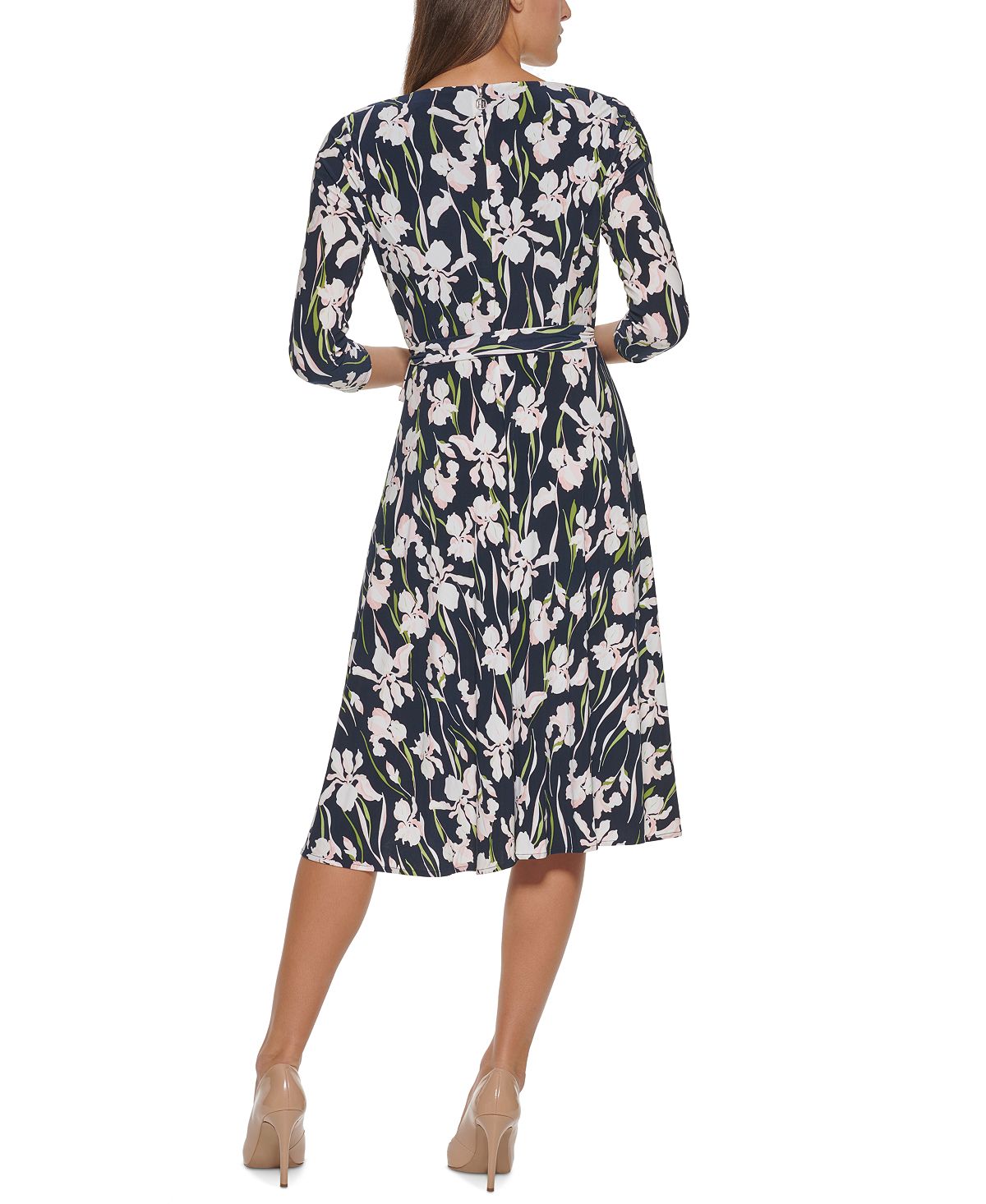Tommy Hilfiger Women's Floral Print Midi Dress Blue Size 16