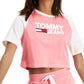 Tommy Jeans Women's Fused Logo Baseball T-Shirt Pink Size X-Large