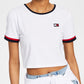 Tommy Jeans Women's Flag Patch Cropped T-Shirt White Size Large