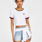 Tommy Jeans Women's Flag Patch Cropped T-Shirt White Size Large