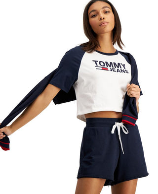 Tommy Jeans Women's Fused Logo Baseball T-Shirt White Size Medium