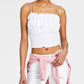 Tommy Jeans Women's Smocked Cropped Tank Top White Size Small