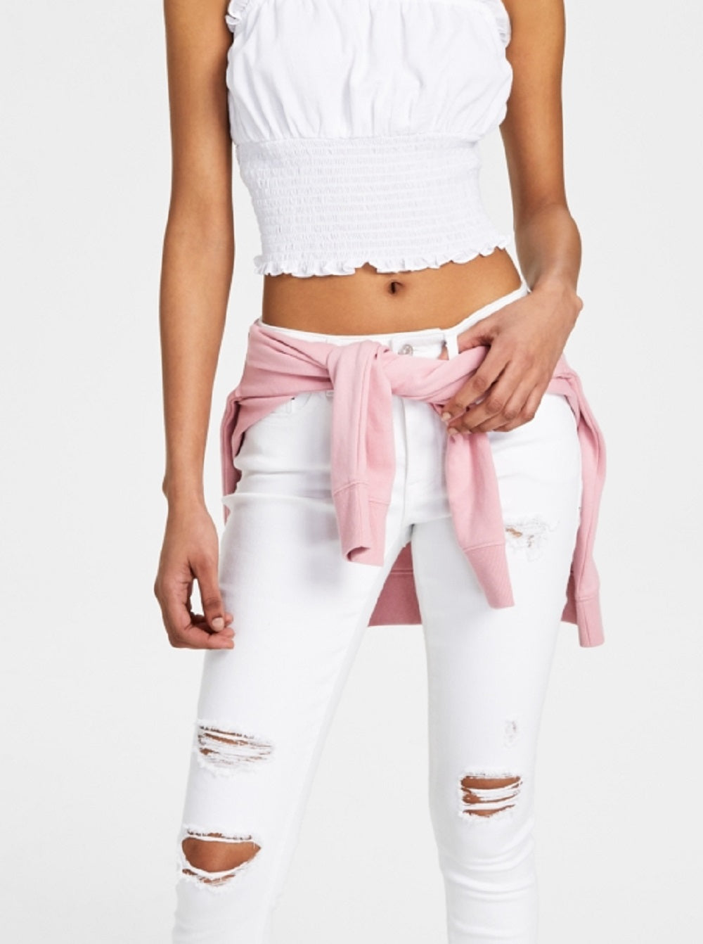 Tommy Jeans Women's Smocked Cropped Tank Top White Size Small