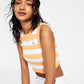 Tommy Jeans Women's Striped Cropped Sweater Tank Top Orange Size Medium