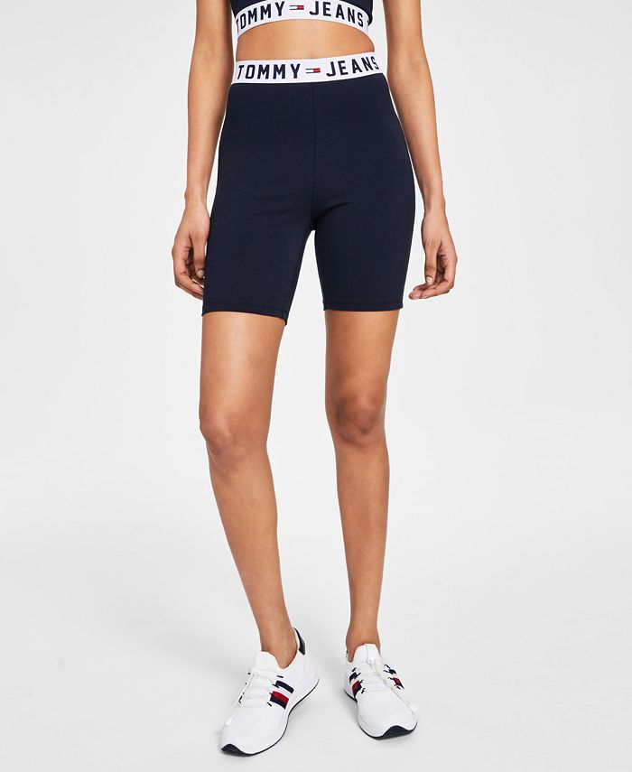 Tommy Jeans Women's Logo Waist Bike Shorts Blue Size Medium