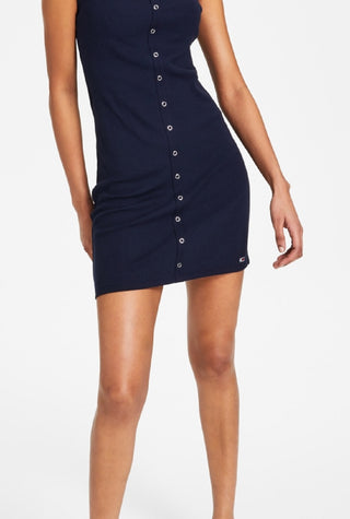 Tommy Jeans Women's Ribbed Sleeveless Dress Blue Size Large