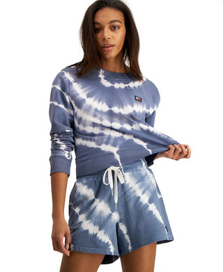 Tommy Jeans Women's Tie Dyed Knit Cotton Shorts Blue Size Large