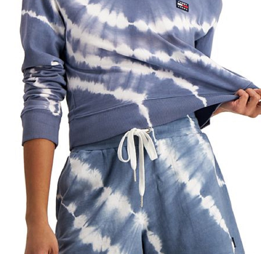 Tommy Jeans Women's Tie Dyed Knit Cotton Shorts Blue Size Large