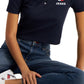 Tommy Jeans Women's Short Sleeve Cropped Polo Shirt Blue Size X-Small