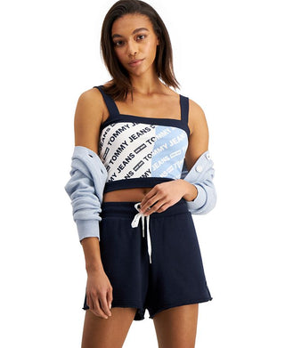 Tommy Jeans Women's Skeleton Logo Bra Top Blue Size Medium