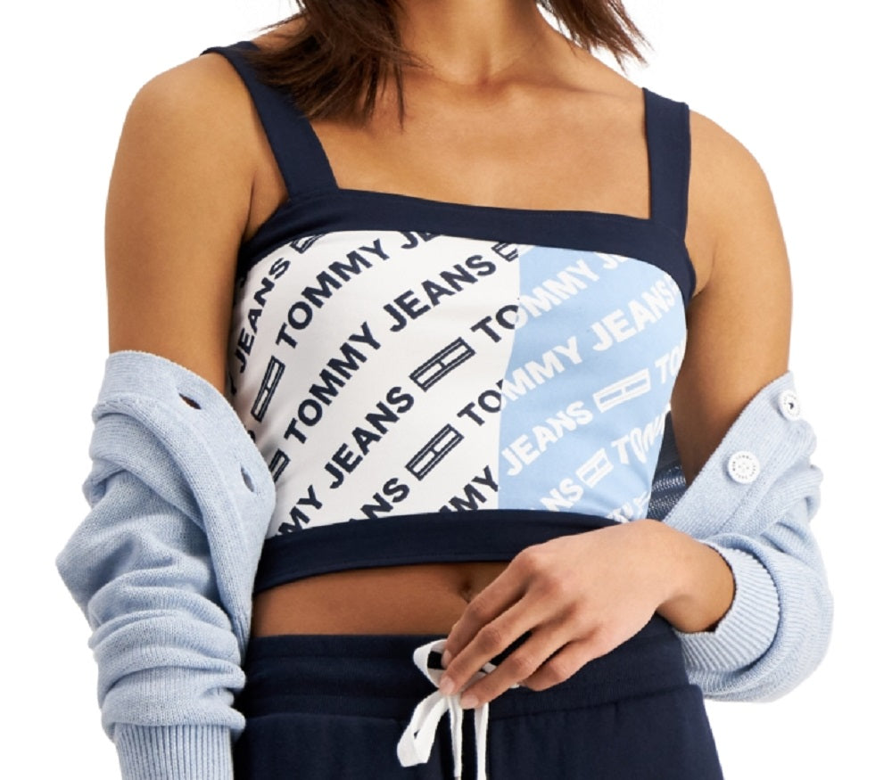 Tommy Jeans Women's Skeleton Logo Bra Top Blue Size Medium