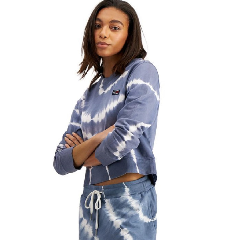 Tommy Jeans Women's Tie Dyed Sweatshirt Blue Size Small