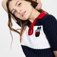 Tommy Jeans Women's Cropped Colorblock Polo Sweater Blue Size Medium