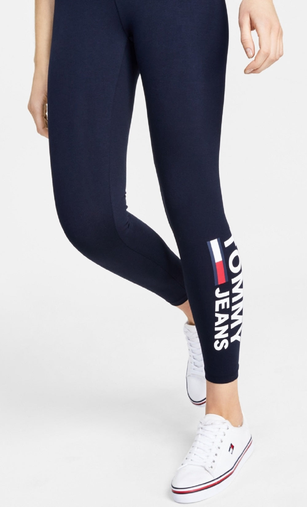 Tommy Jeans Women's Side Logo Print Leggings Blue Size X-Small