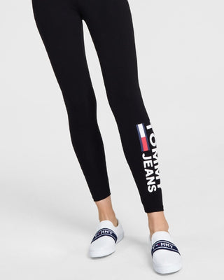 Tommy Jeans Women's Side Logo Print Leggings Black Size Medium