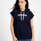 Tommy Jeans Women's Cap Sleeve Tunic Hoodie Blue Size Medium