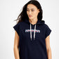 Tommy Jeans Women's Cap Sleeve Tunic Hoodie Blue Size Medium