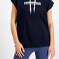 Tommy Jeans Women's Cap Sleeve Tunic Hoodie Blue Size Medium