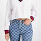 Tommy Jeans Women's Contrast Trim Cropped Sweatshirt White Size Medium