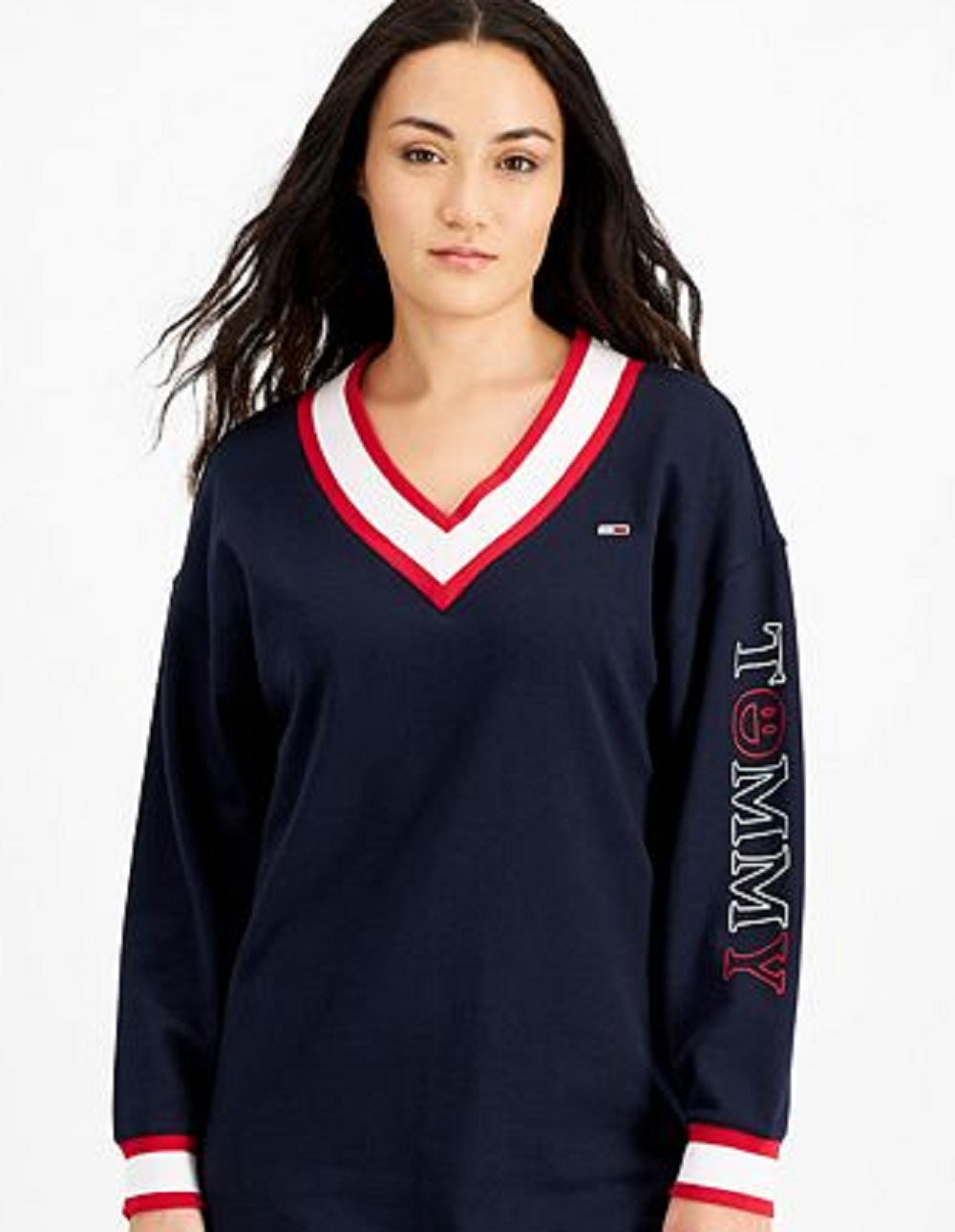 Tommy Jeans Women's Contrast Trim Sweatshirt Dress Blue Size Large