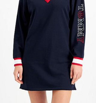 Tommy Jeans Women's Contrast Trim Sweatshirt Dress Blue Size Large