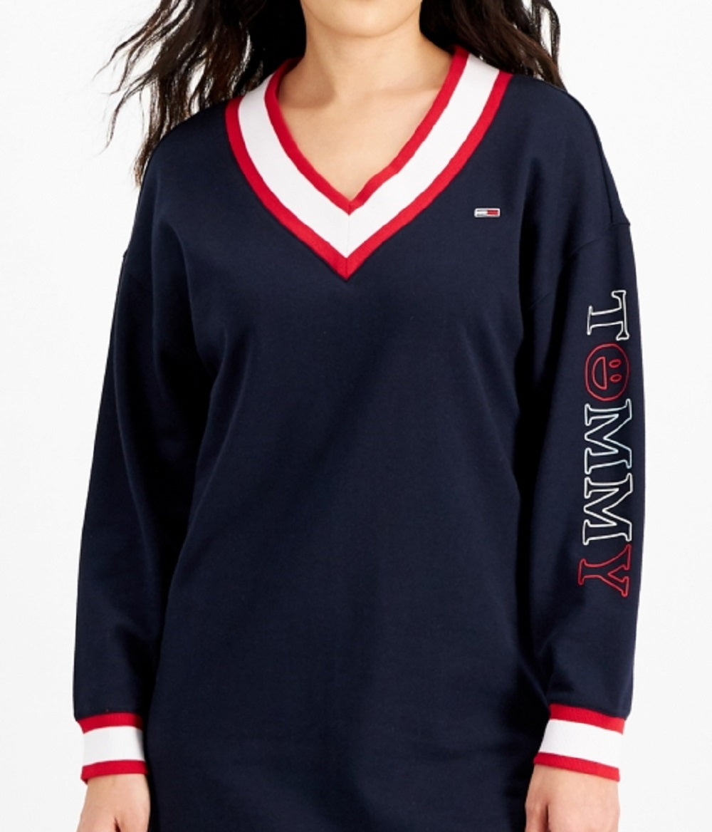 Tommy Jeans Women's Contrast Trim Sweatshirt Dress Blue