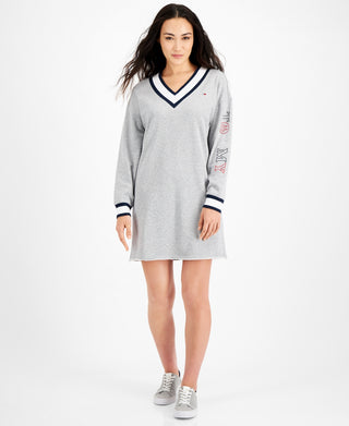 Tommy Jeans Women's Contrast Trim Sweatshirt Dress Gray Size Medium
