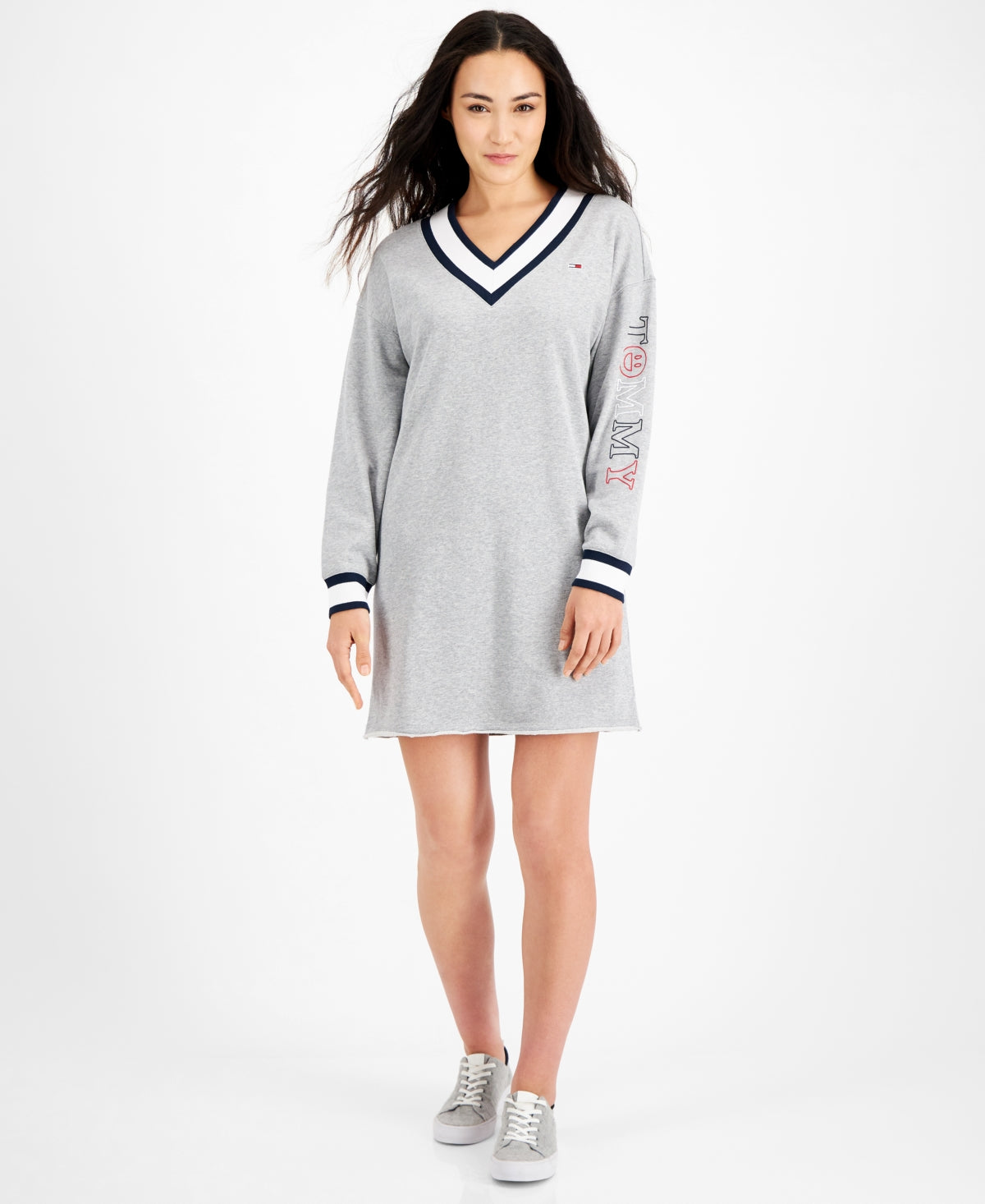Tommy Jeans Women's Contrast Trim Sweatshirt Dress Gray Size Small