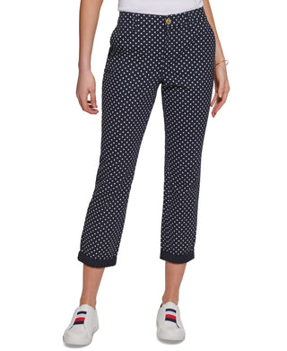 Tommy Hilfiger Women's Dot Print Chino Pants Blue Size 10