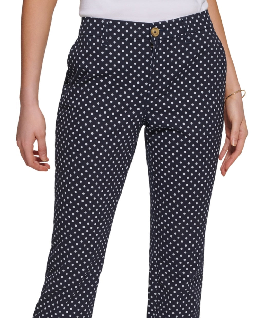 Tommy Hilfiger Women's Dot Print Chino Pants Blue Size 4