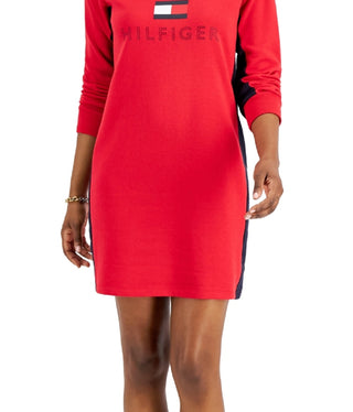 Tommy Hilfiger Women's Logo Sweatshirt Dress Red Size Medium