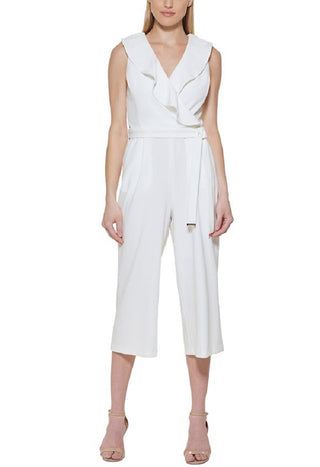 Tommy Hilfiger Women's Sleeveless V Neck Jumpsuit White Size 12