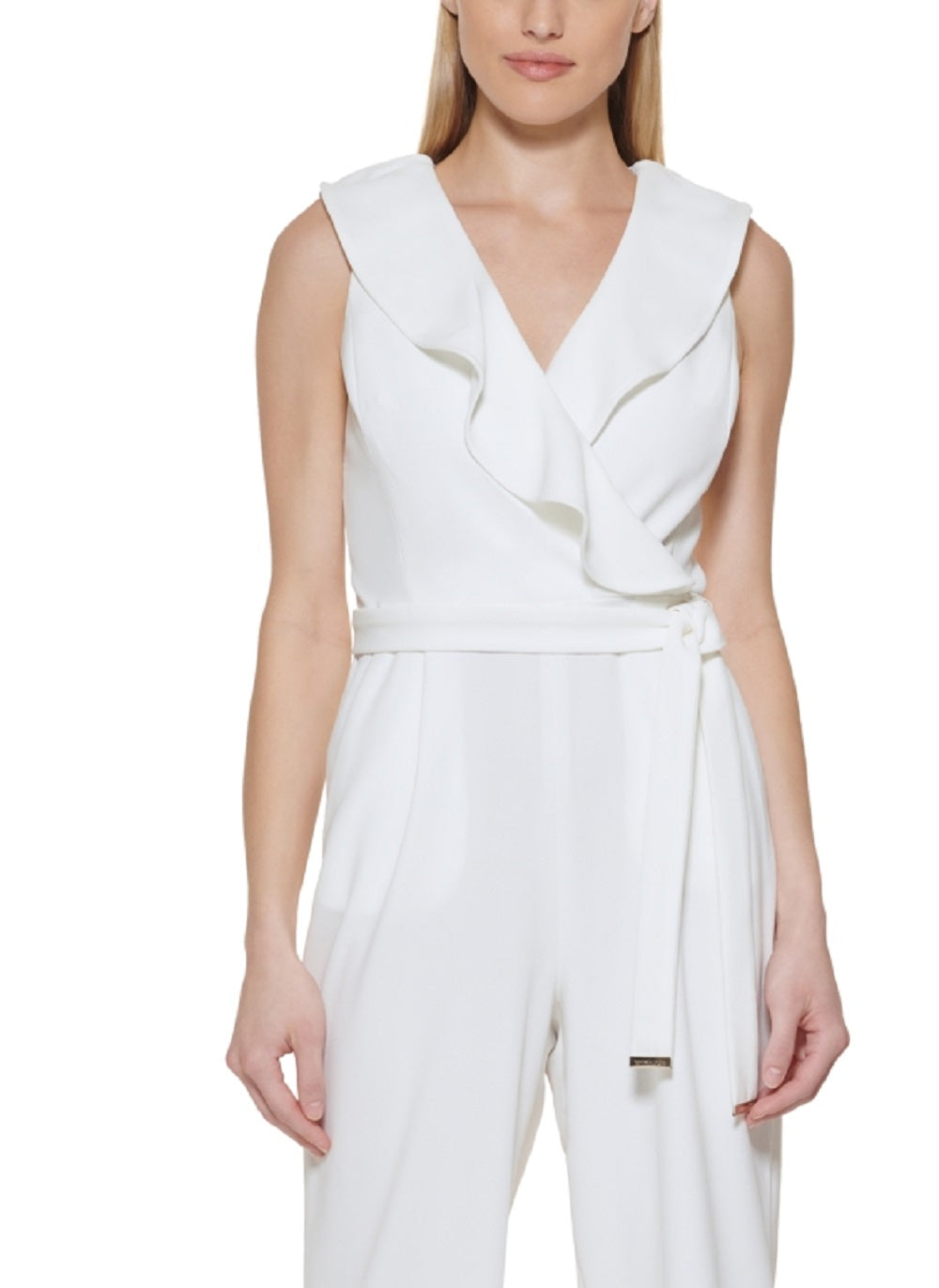 Tommy Hilfiger Women's Sleeveless V Neck Jumpsuit White Size 8