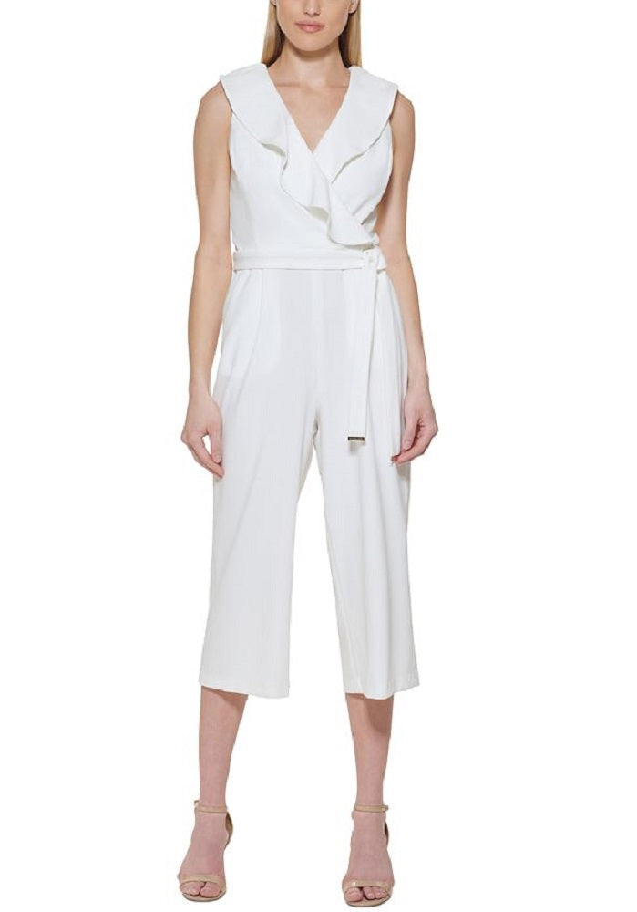 Tommy Hilfiger Women's Sleeveless V Neck Jumpsuit White Size 2