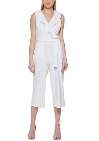 Tommy Hilfiger Women's Sleeveless V Neck Jumpsuit White Size 2