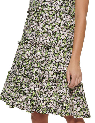 Tommy Hilfiger Women's Floral Print Tiered Shift Dress Pink Size 14