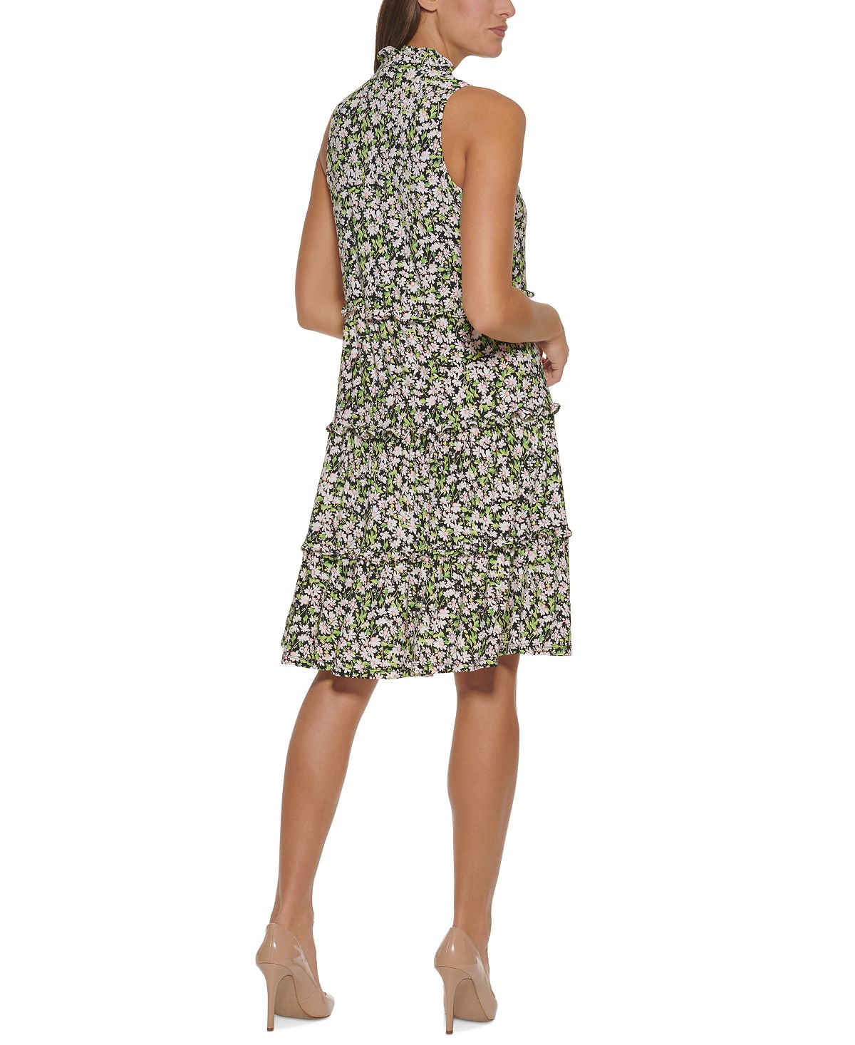 Tommy Hilfiger Women's Floral Print Tiered Shift Dress Pink Size 10