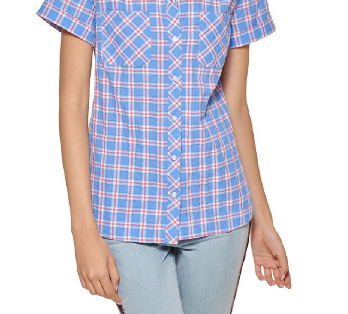 Tommy Hilfiger Women's Camp Shirt Blue Size Large