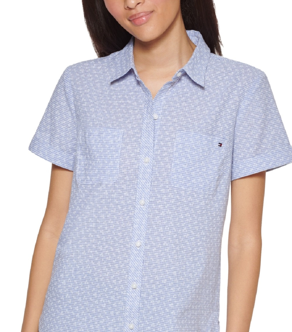 Tommy Hilfiger Women's Cotton Camp Shirt Blue Size X-Large