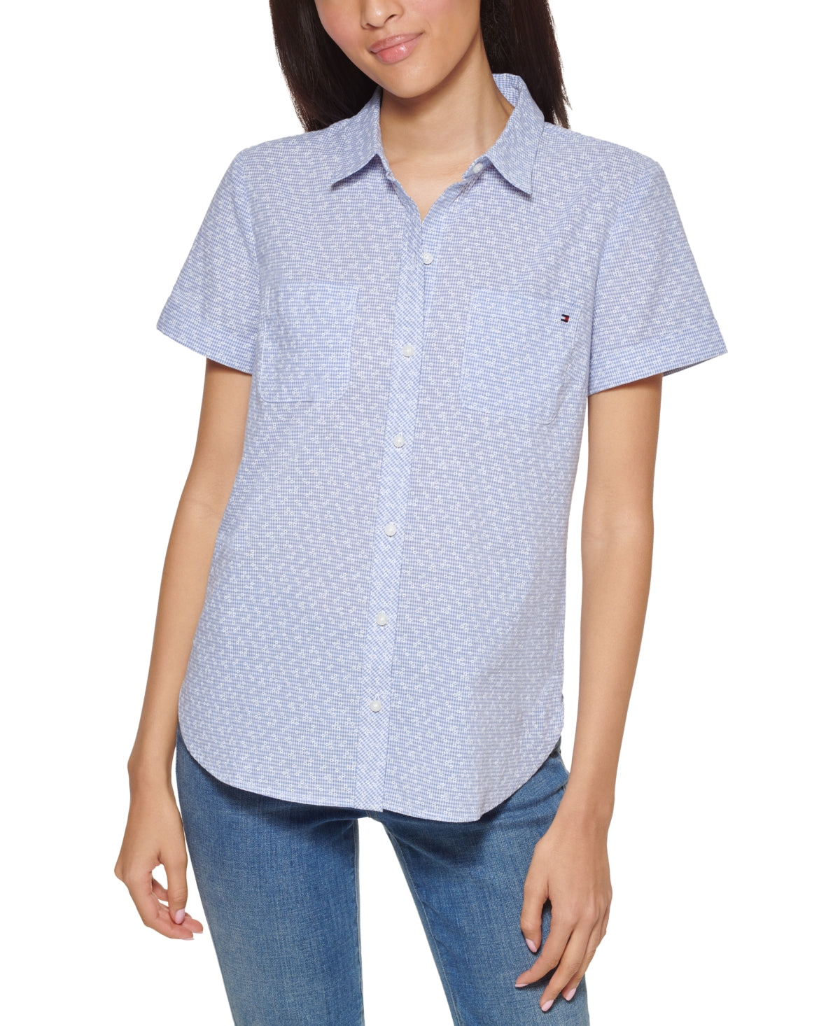 Tommy Hilfiger Women's Cotton Camp Shirt Blue Size X-Large