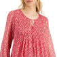 Tommy Hilfiger Women's Pintucked Floral Print Top Red Size Medium