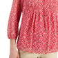 Tommy Hilfiger Women's Pintucked Floral Print Top Red Size Medium