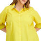 Tommy Hilfiger Women's Cotton Roll Tab Shirt Yellow Size 2X