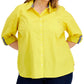 Tommy Hilfiger Women's Cotton Roll Tab Shirt Yellow Size 2X